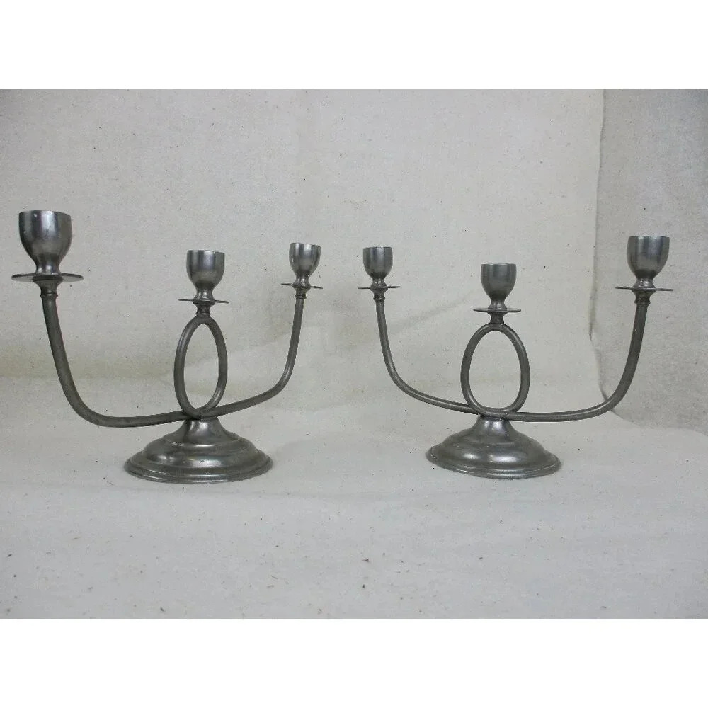 Plymouth Pewter candelabra three arm USA model #84013 Candle holder Anniversary
